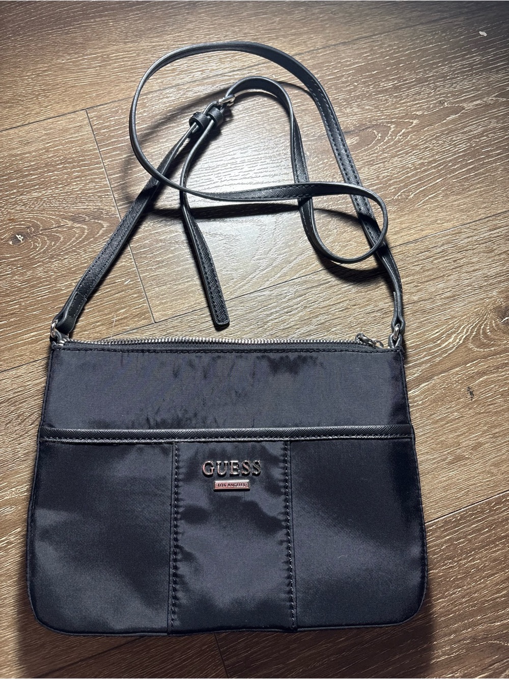 GUESS Black Nylon Crossbody Bag with Adjustable Strap